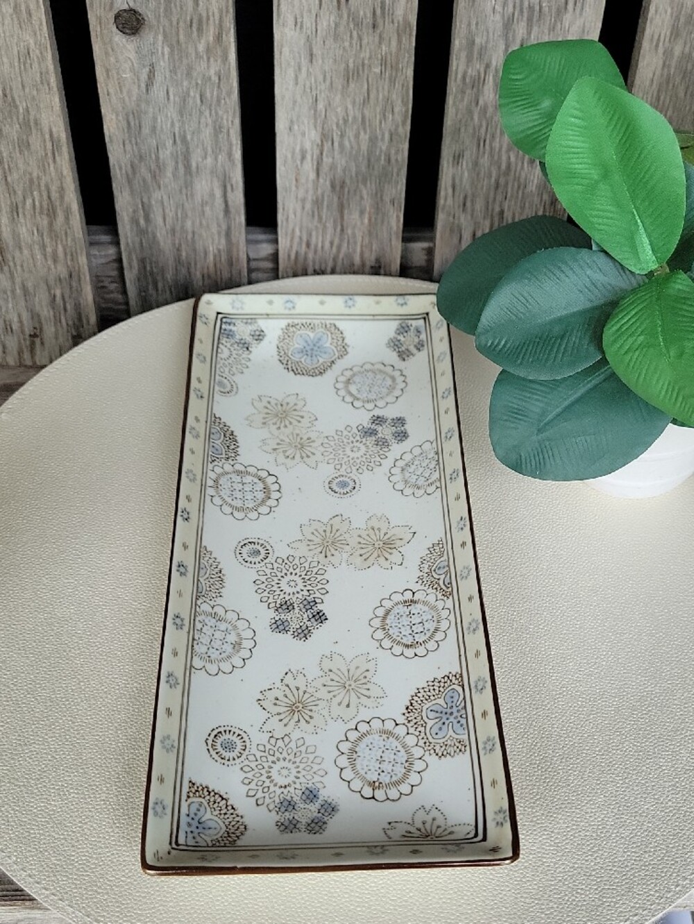 Cost Plus World Market Driftwood Floral Ceramic Sushi Platter - Picture 4 of 6